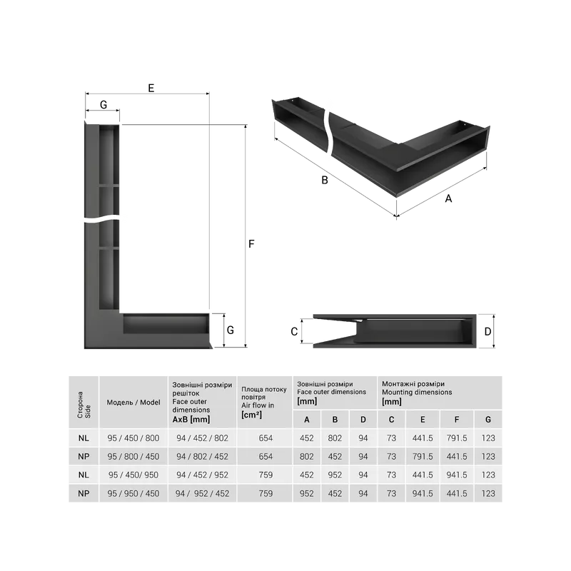 ventilacijska kutna rešetka saven loft/np/95x950x450 - slika 5