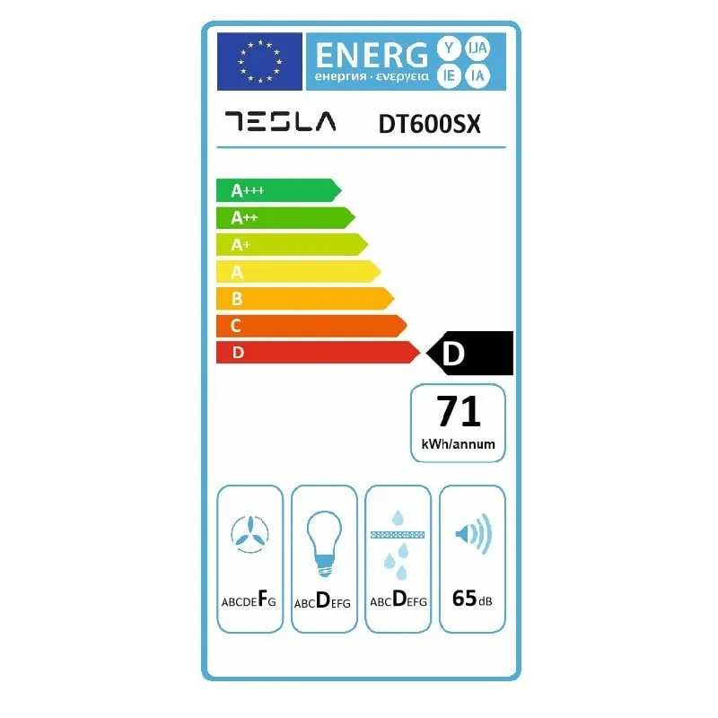 tesla ugradbena napa dt600sx / 60cm - 280m3/h - slika 2