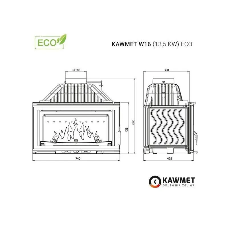 kamin ugradbeni kawmet w16 (13,5 kw) eco - slika 9
