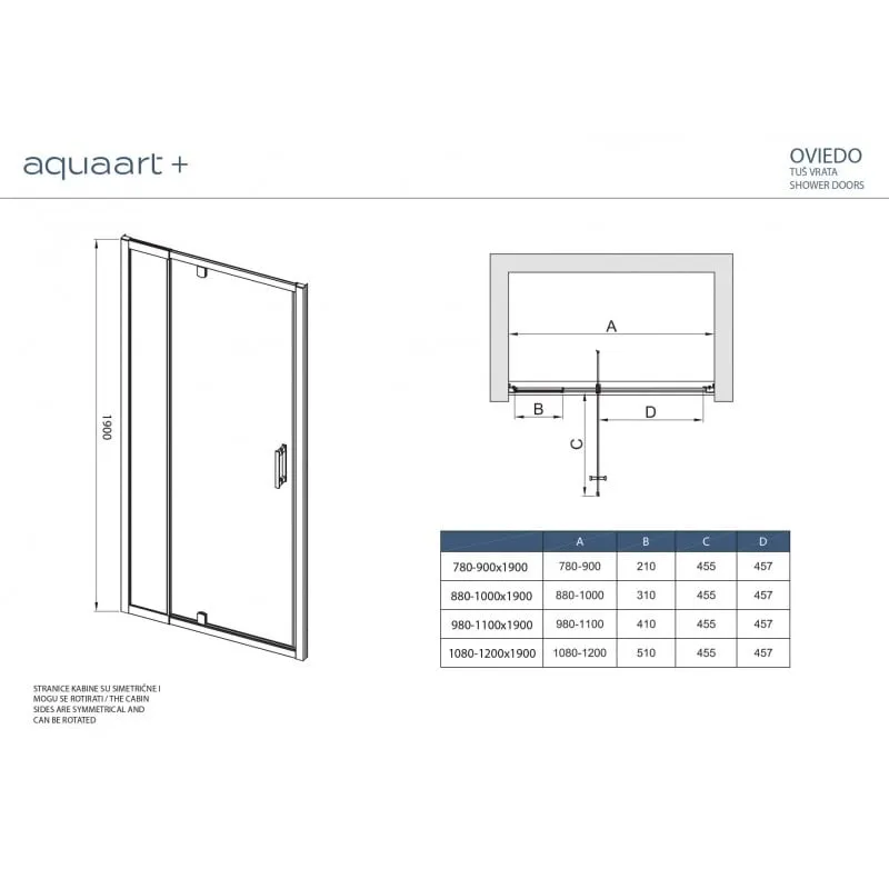 oviedo tuš vrata 108-120×190 cm - slika 3