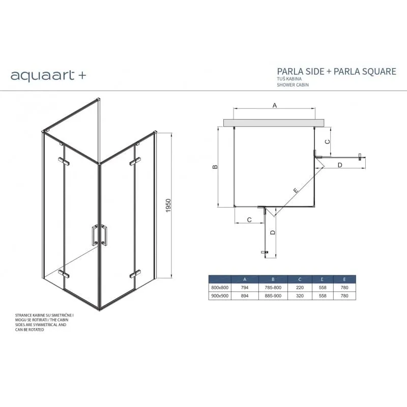 s parla side 80 chrome 80x195 cm staklena stranica - slika 4