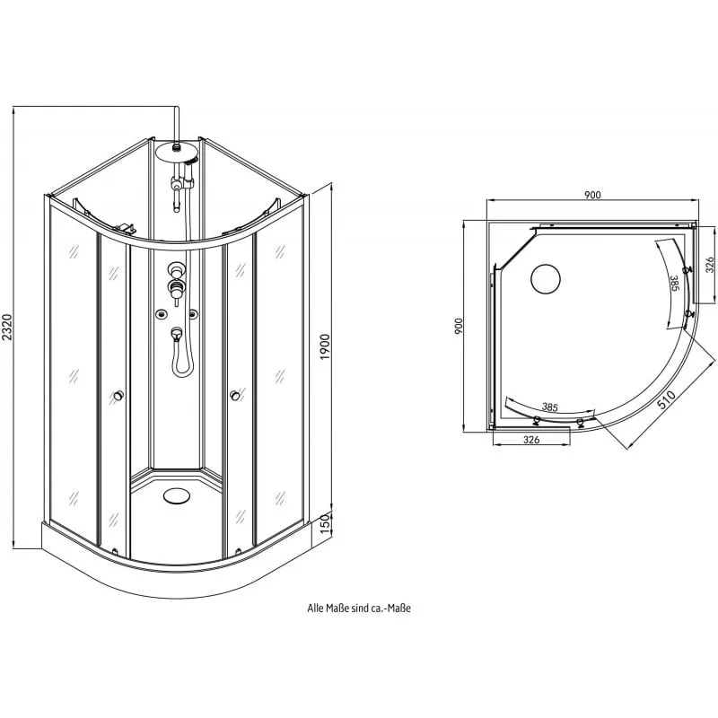 tuš kabina reload crna 90x90x225cm - slika 7
