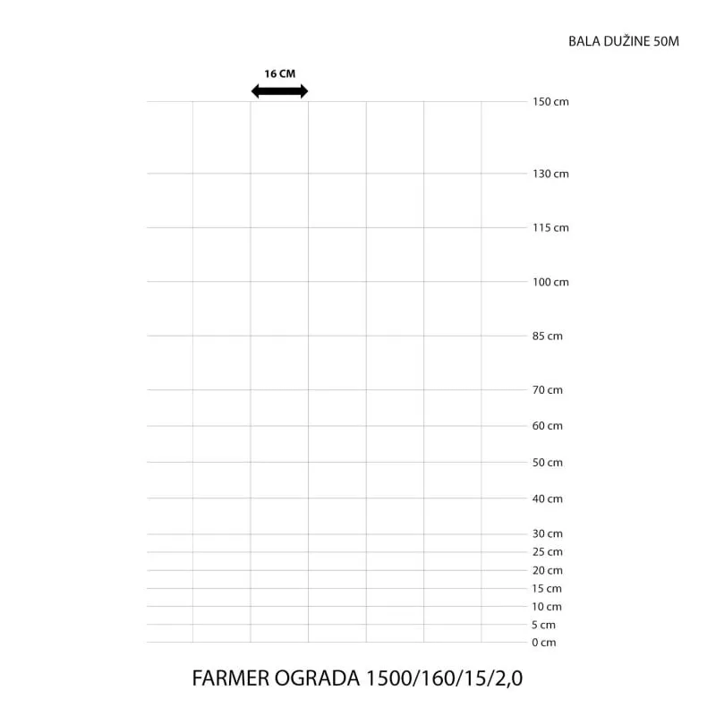 farmer pletivo extra 1500/160/16/2,0 50m - slika 3