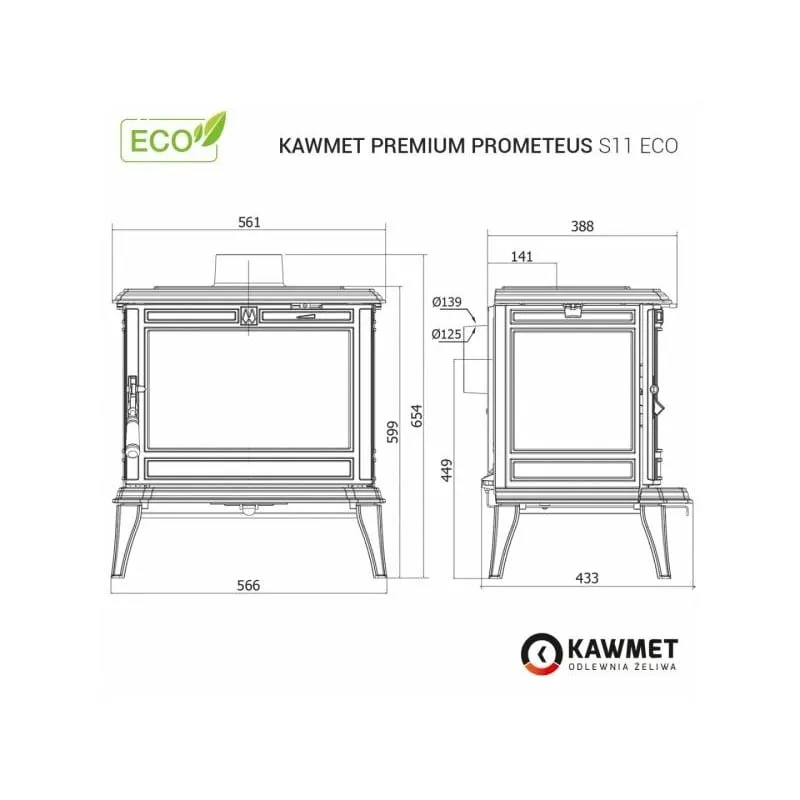 kamin samostojeći kawmet premium prometeus s11 eco - slika 7