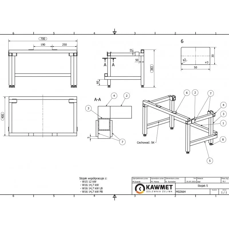 postolje za kamin kawmet w16 lb/pb, w16 (13,5kw), w15 (13,5 kw) - slika 4