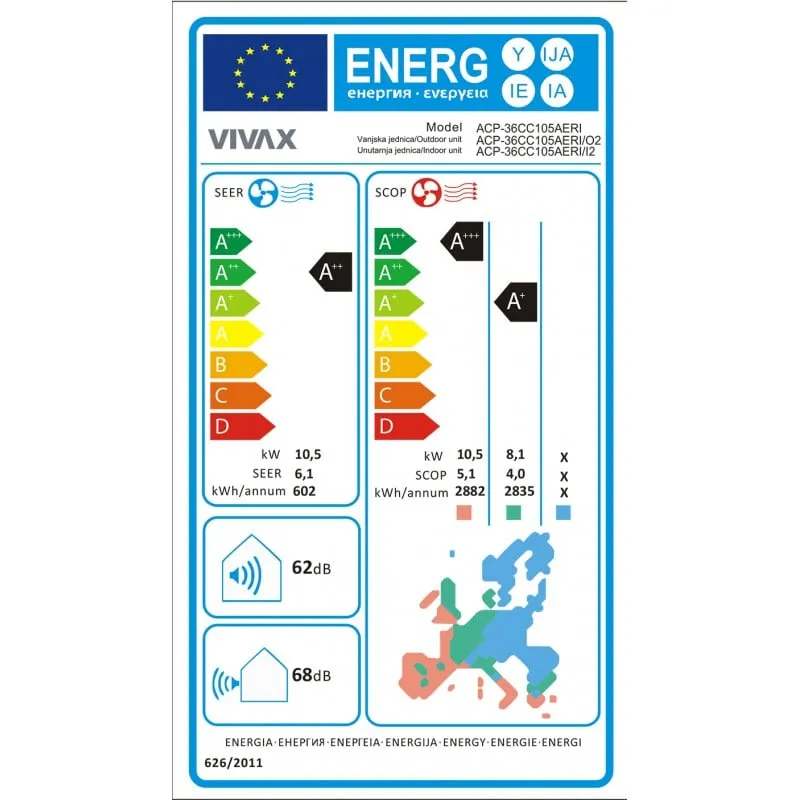 vivax kazetni klima uređaj split sustav acp-36cc105aeri+ r32 - slika 3