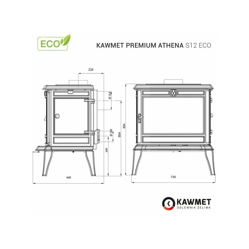 peć na drva kawmet premium athena s12 eco - slika 11