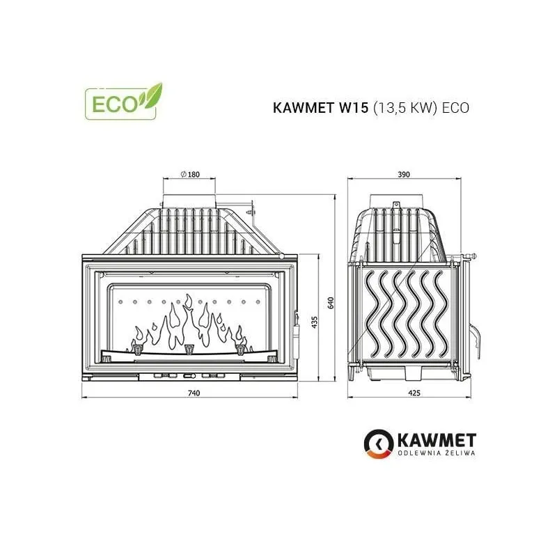 kamin ugradbeni kawmet w15 (13,5 kw) eco - slika 8