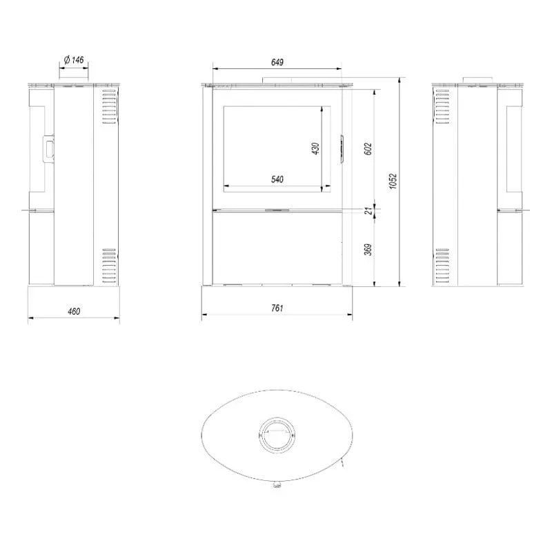 samostojeći kamin koza ab/s/2/kafel/bijela - slika 4