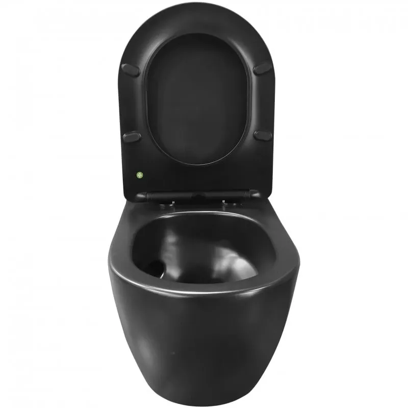 wc školjka uno zidna- crna, mat, bez ruba s mekim zatvaranjem - slika 6