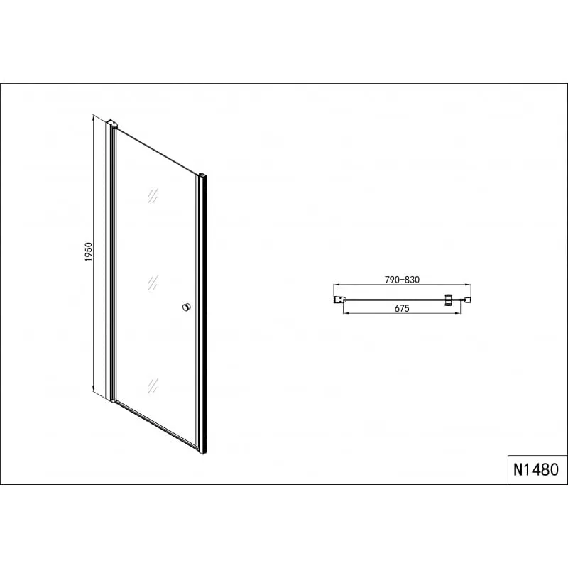 pregrada za tuš s 1 vratima krom 78-81/195cm (md80) - slika 2