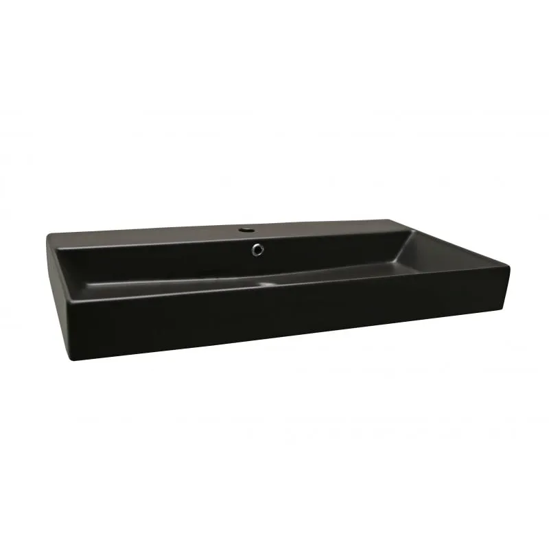olivia nadgradni keramički umivaonik crni mat 850x455x100 mm - slika 2