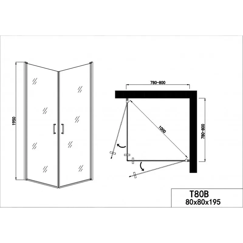 vrata za okretanje 80cm crna mat 78-80x195cm - slika 4