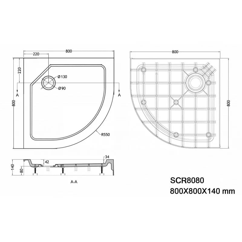 tuš kada sa sifonom smc 80x80x14cm - slika 7