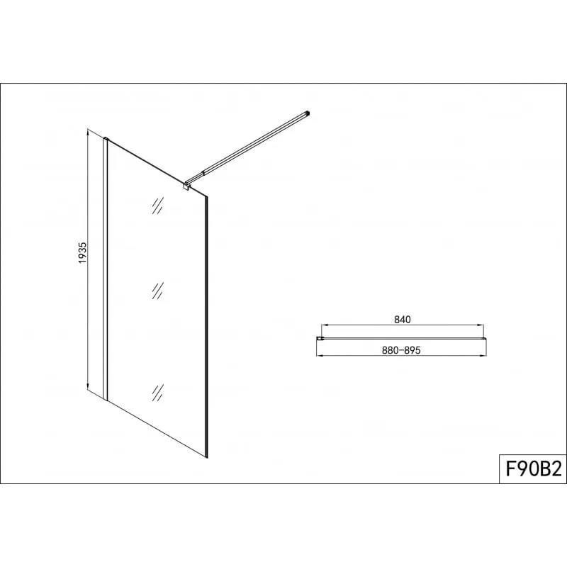 fiksno staklo 90cm crno mat 88-89,5x195cm - slika 4