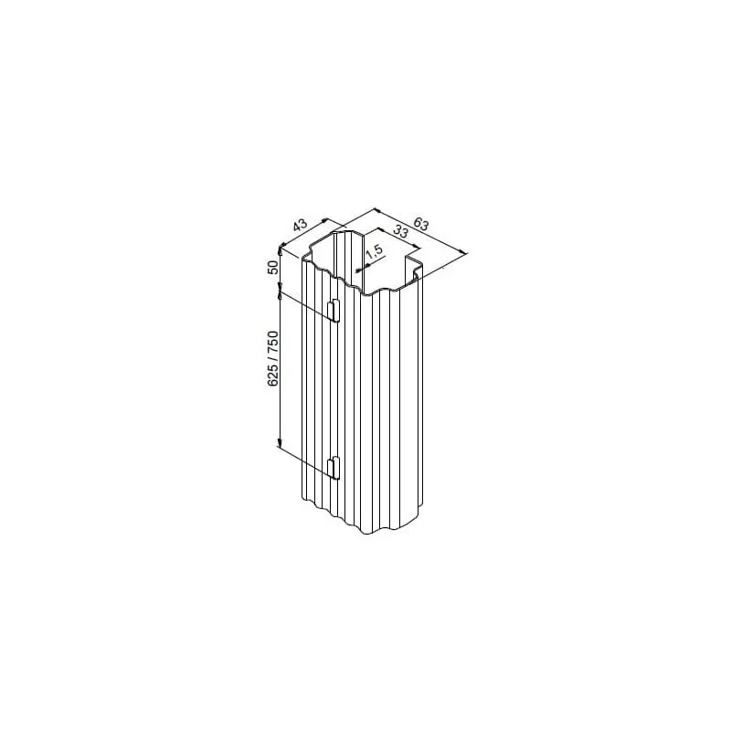 potporni stup-metalni, pocinčani-v 2000 mm - slika 2