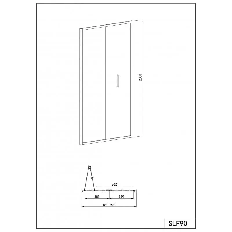 preklopna vrata crna 88-92x200cm 6mm easy-clean - slika 6