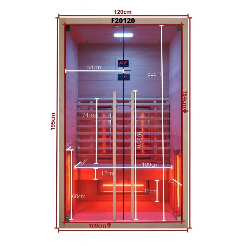 sauna infracrvena ruby 2 za 2 osobe 120x100x195 cm - slika 8
