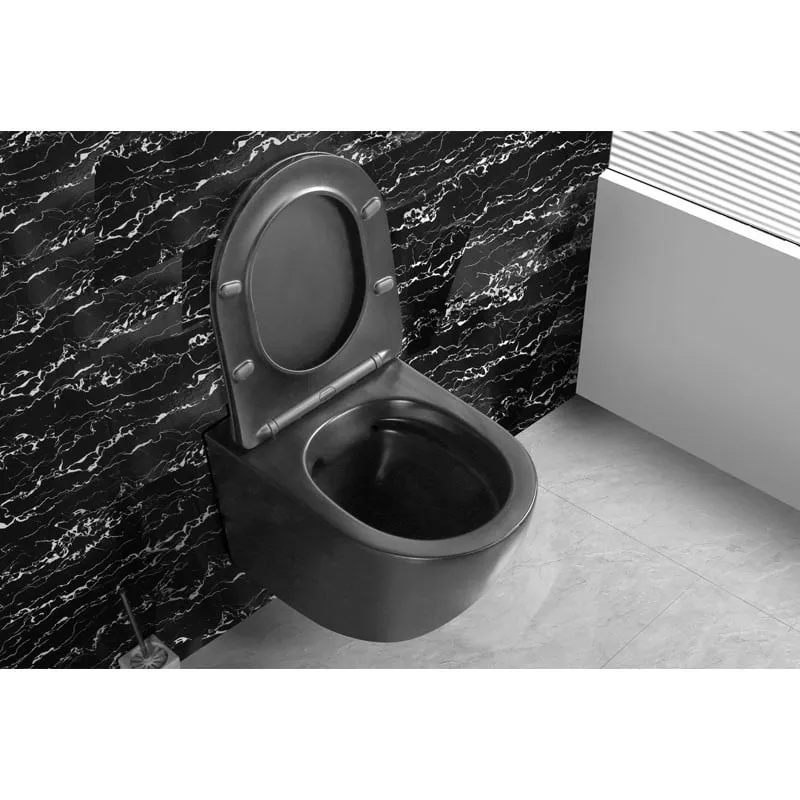 mondo black viseća školjka s daskom - rimless 490x370x370 mm - slika 3