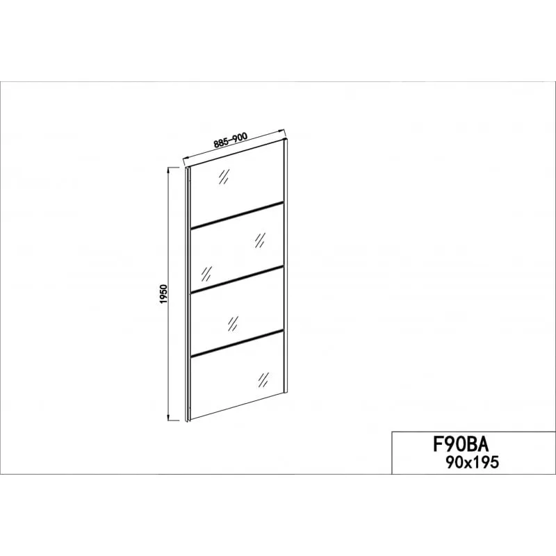 vrata za tuš kabinu 90cm crno mat 88,5-90x195cm - slika 2
