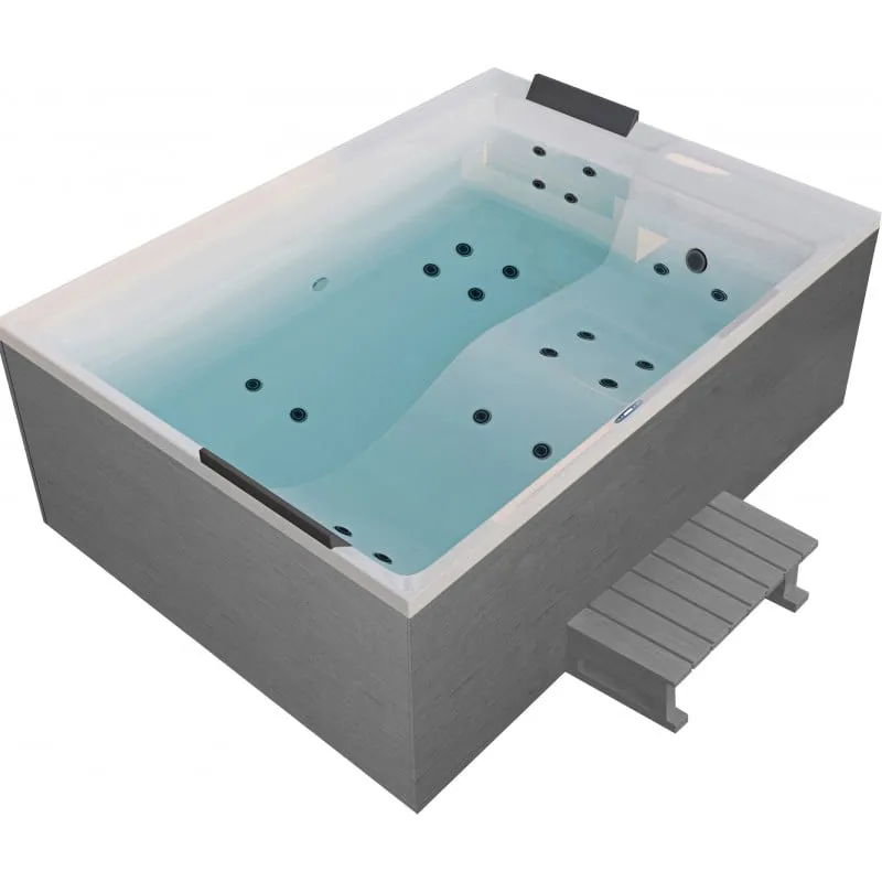 bazen hidromasažni - jacuzzi vanjski korfu - bijeli 190x140x70 cm, uključen pokrov i stepenicemi - slika 11