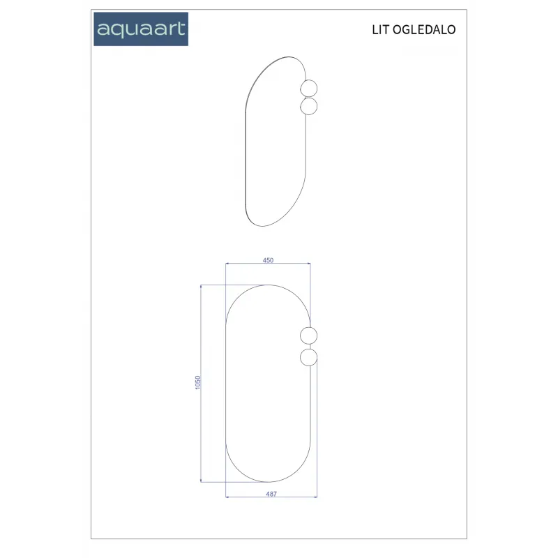 lit ovalno ogledalo s rasvjetom 45x105 cm - slika 4