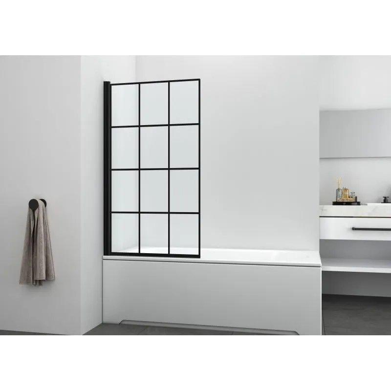 Paravan za kadu - 80x140cm, crni sklopivi - prozirno staklo 5mm - Mihovljan, Čakovec