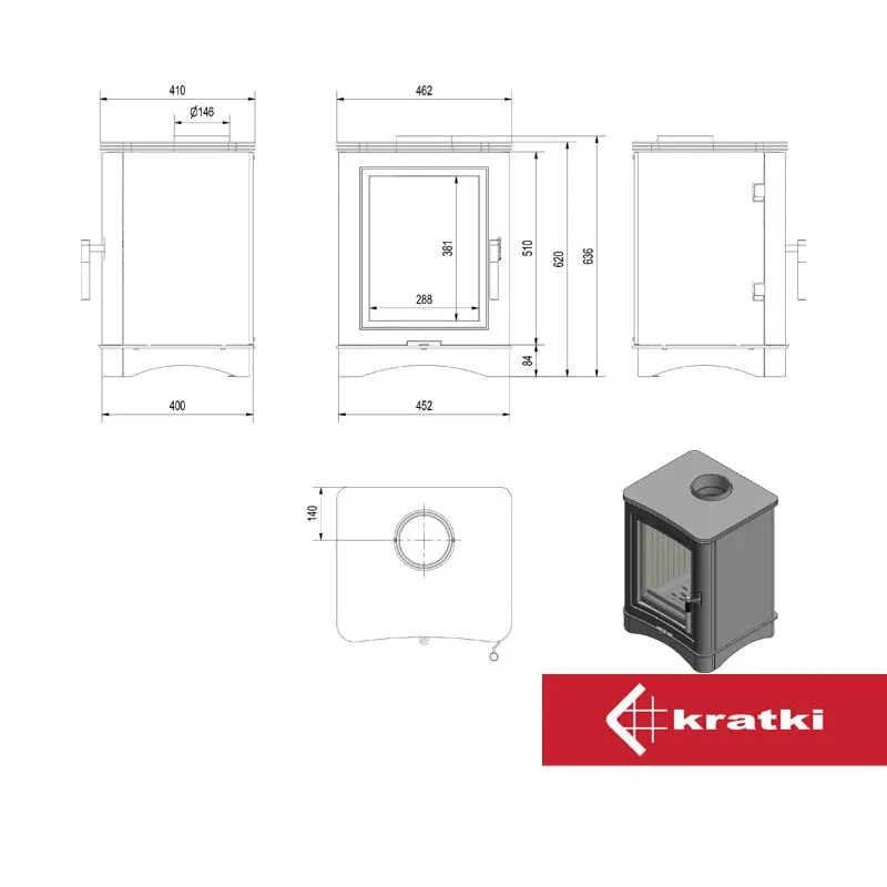 kamin na drva koza k5/s - slika 3