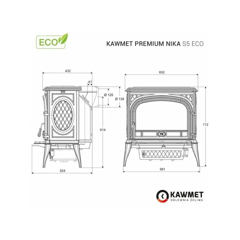 kamin samostojeći kawmet premium nika s5 eco - slika 9