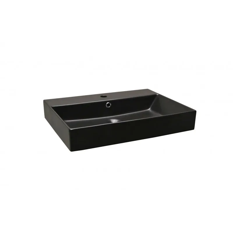 olivia nadgradni keramički umivaonik crni mat 600x455x100 mm - slika 2