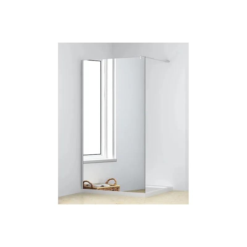 tuš stijena 100x200 "walk in" efekt ogledala krom profil, prozirno staklo 8 mm - slika 1