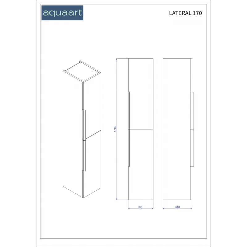 lateral 170 bočni kupaonski ormarić u hrast natural dekoru - slika 3