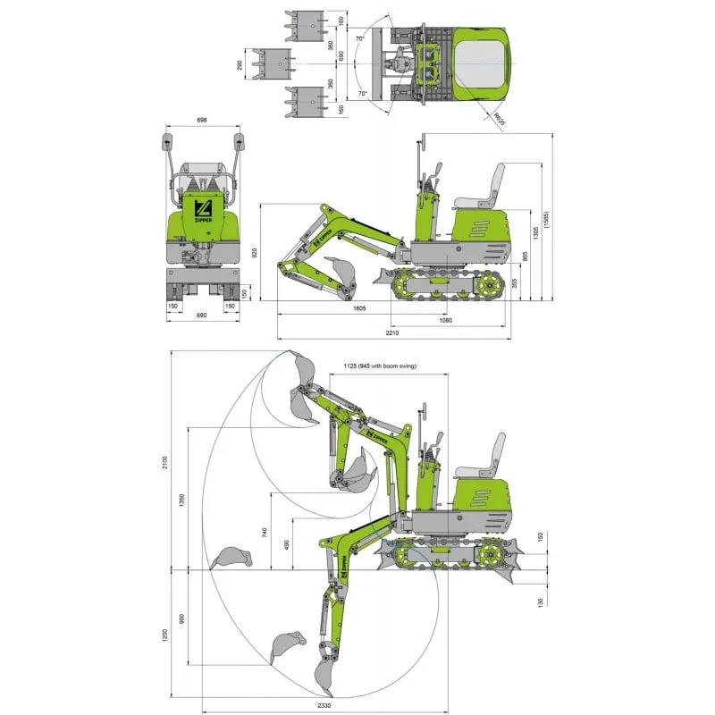 mini bager zi-mbgs600 zipper maschinen - slika 10