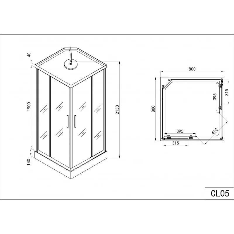tuš kabina twist 1 80x80x215cm quick-line - slika 7
