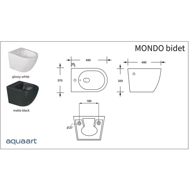 mondo black viseći bide 490x370x320 mm - slika 4