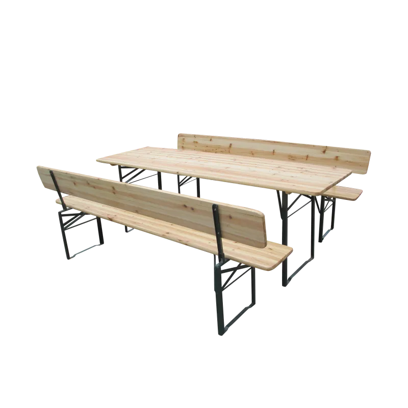 Pivski set od 3 dijela s naslonima, stol 220 x 70 cm, klupe 220 x 27 cm, smreka, prirodno zelena - Mihovljan, Čakovec