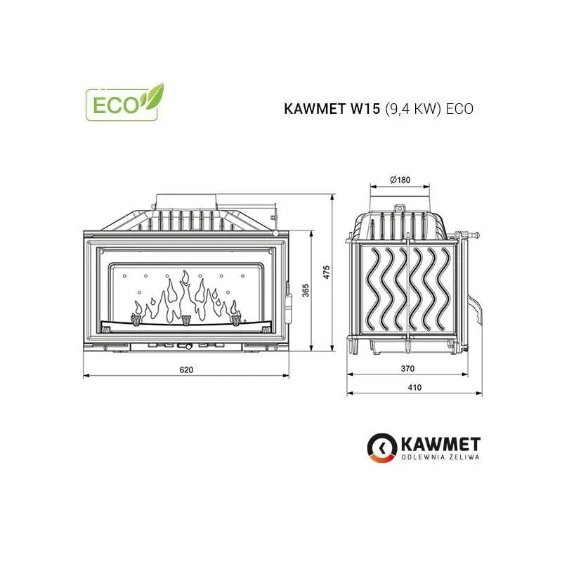 kamin ugradbeni kawmet w15 (9,4 kw) eco - slika 7