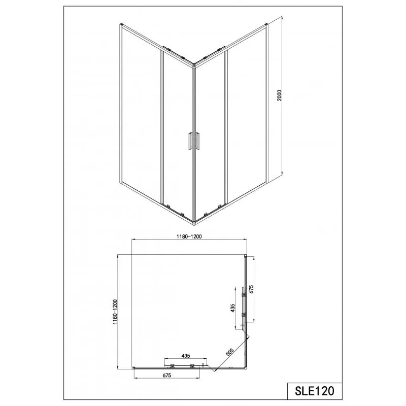 pravokutna tuš kabina 120 x 200 cm, crna - 6mm esg easy-clean - slika 5