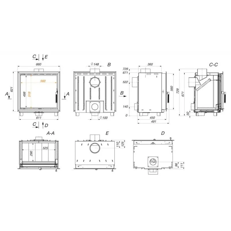 kamin ugradbeni kaseta saven 60x62 (10,7 kw) eco - slika 10