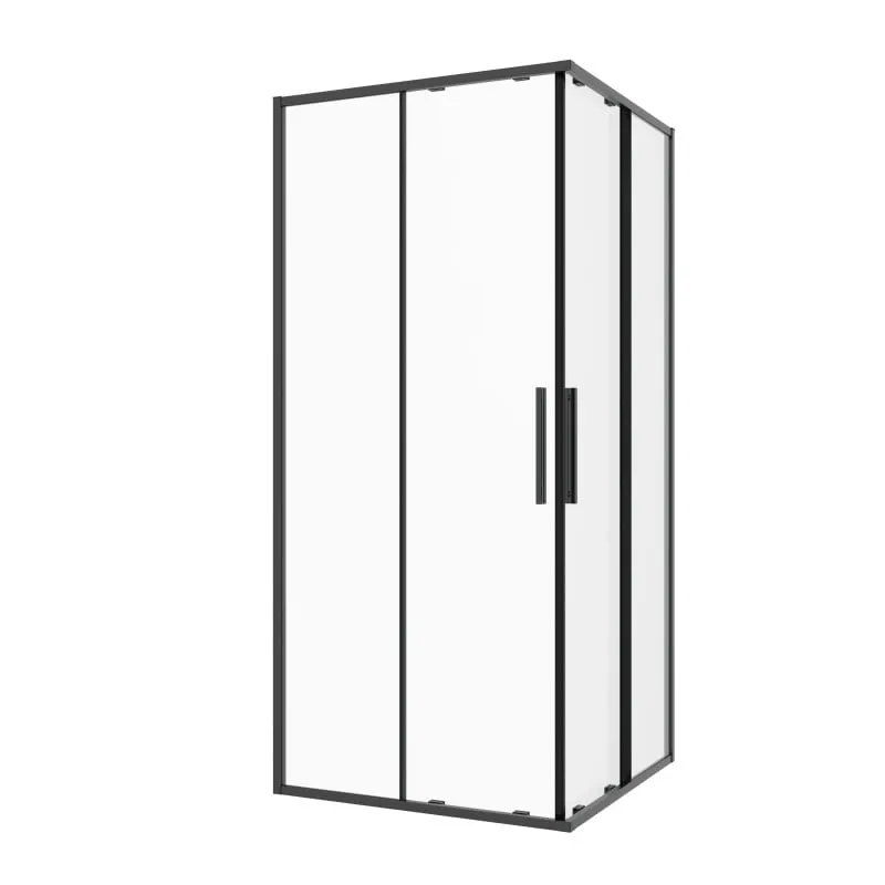 pravokutna tuš kabina 100 x 200 cm, crna - polovični set - 6mm esg easy-clean - slika 2