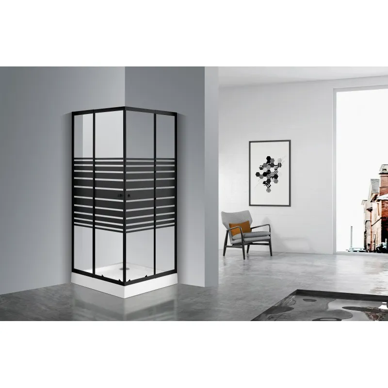Tuš kabina pravokutna , crna 78-90x190 cm - prugasta - Mihovljan, Čakovec