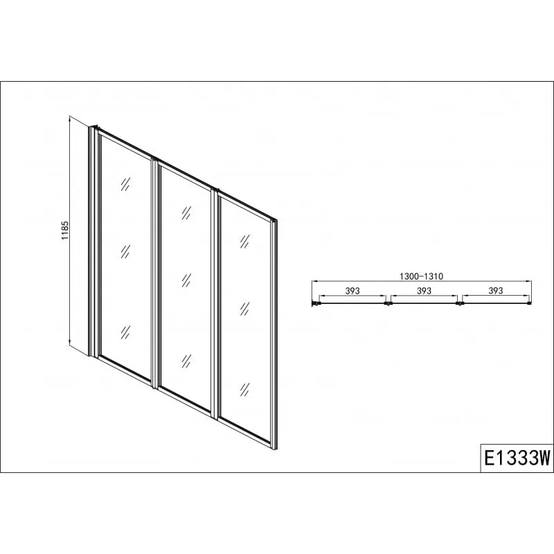 pregrada za kade 130x121cm staklo 4mm - slika 2