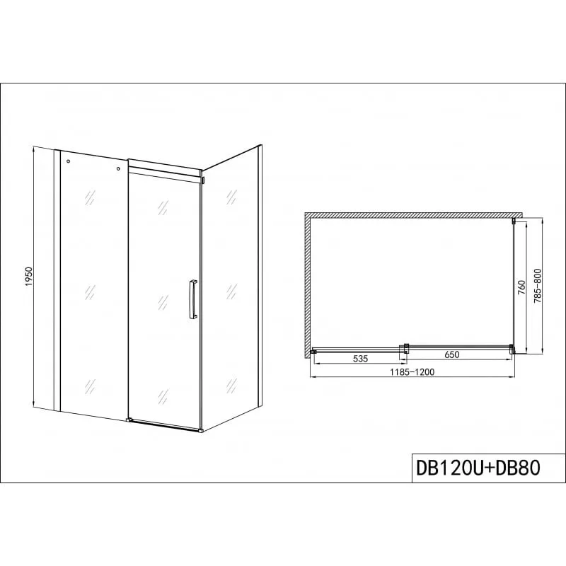 tuš kabina sa kliznim vratima krom 78,5-80x195 cm za db120u - slika 2