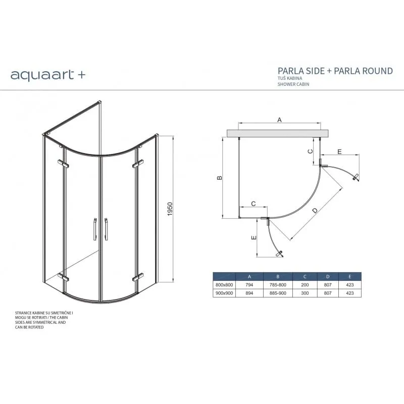 s parla side 90 chrome 90x195 cm staklena stranica - slika 5