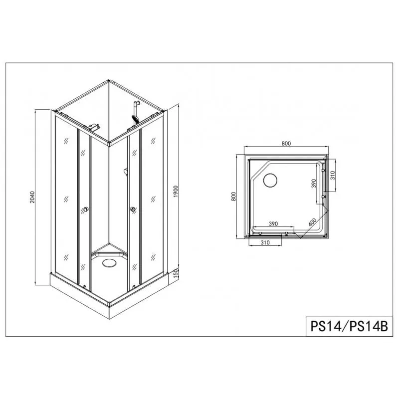 tuš kabina forte 1 80x80x203cm - slika 6