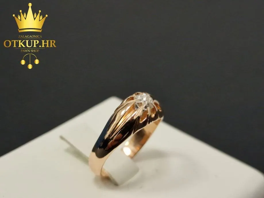 ZLATNI PRSTEN S DIJAMANTOM - 0,40ct - 6,24G (14K) / R1, RATE !! - Zagreb