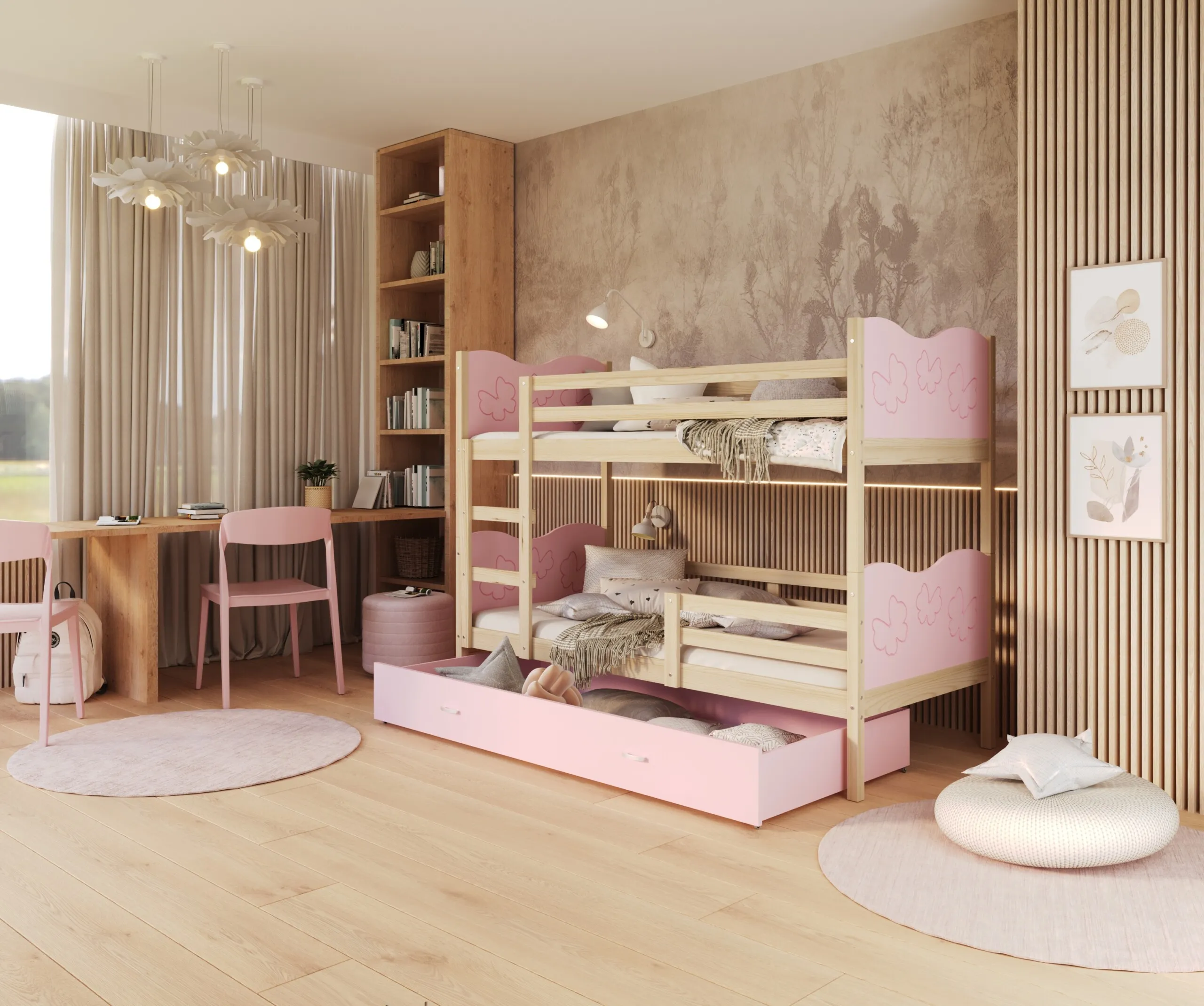 dječji krevet na kat s motivom leptira 200×90 - slika 3