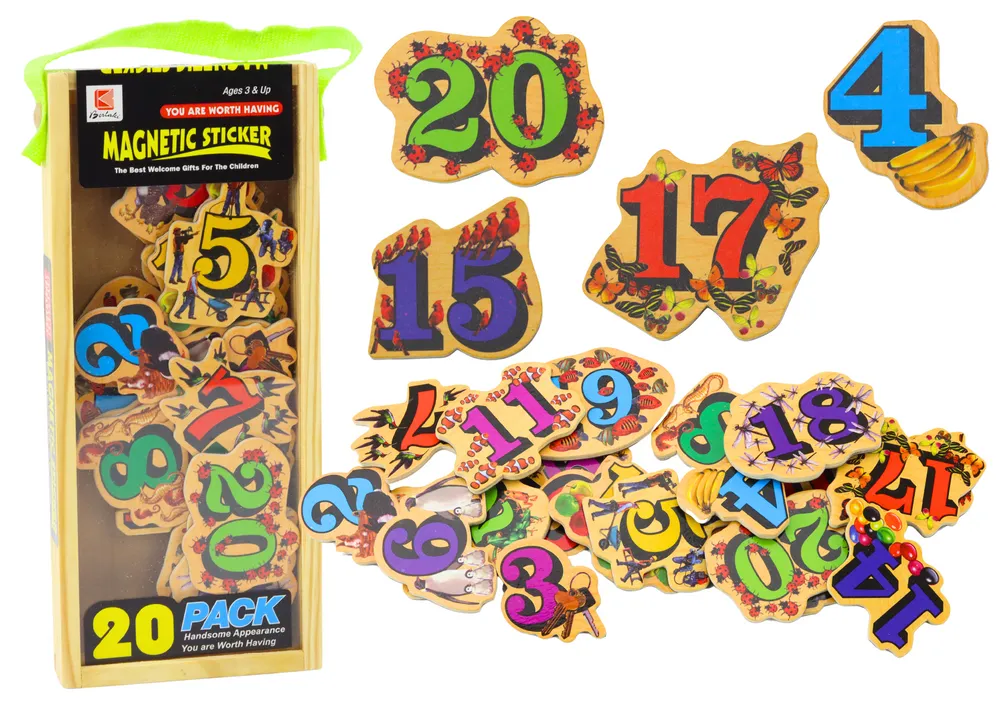 Set of Wooden Number Picture Magnets, 20 pieces - Mursko Središće