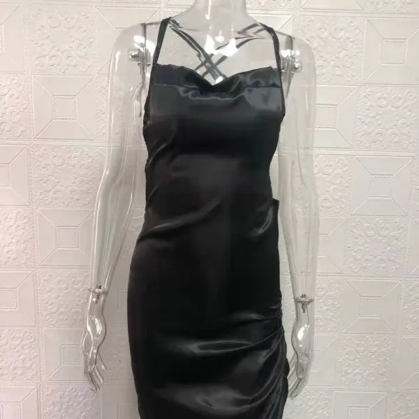 elegantna satenska - mini haljina - slika 10