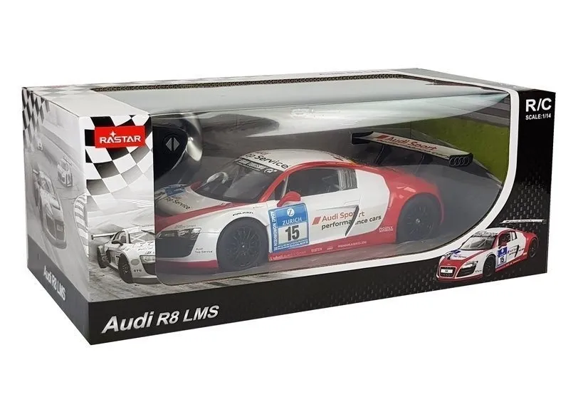 auto na daljinsko upravljanje audi r8 lms rastar 1:14 bijelo-crveni - slika 7